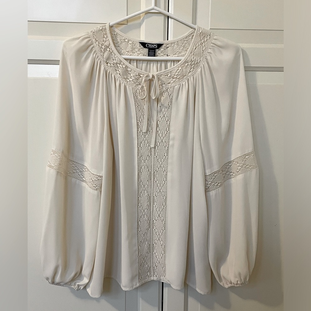 Chaps Petite Blouse with Lace
